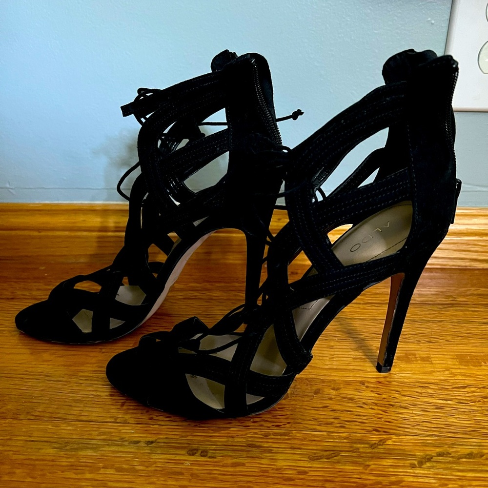 Strappy lace up heels